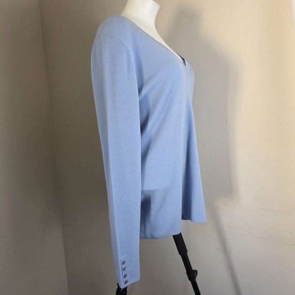 NWT Banana Republic 100% Fine Merino Wool Sweater XL Blue V Neck Lightweight - Picture 12 of 13